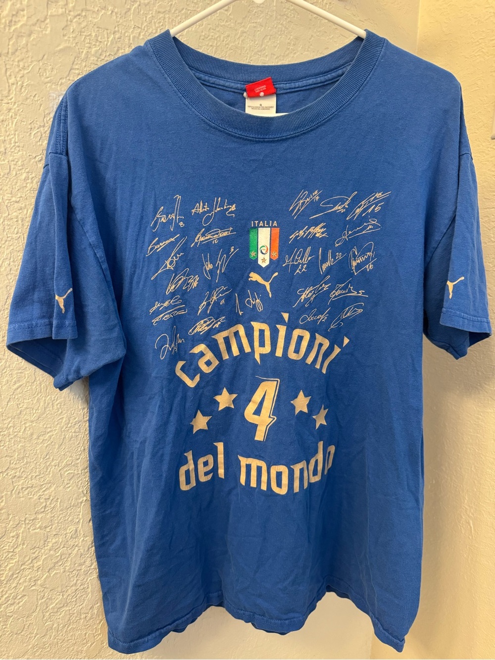 Italy Campioni 4 Del Mondo 2006 World Cup Soccer T Shirt Mens L Azzurri